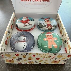 NWT Aromatherapy Christmas Scented Candles Set Soy Wax Portable Tin Jar Candle